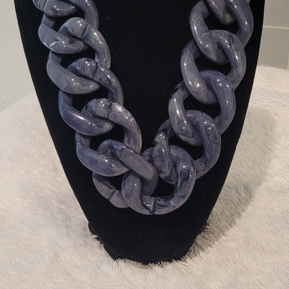 Statement Resin Chain Necklace - Purple Link Design